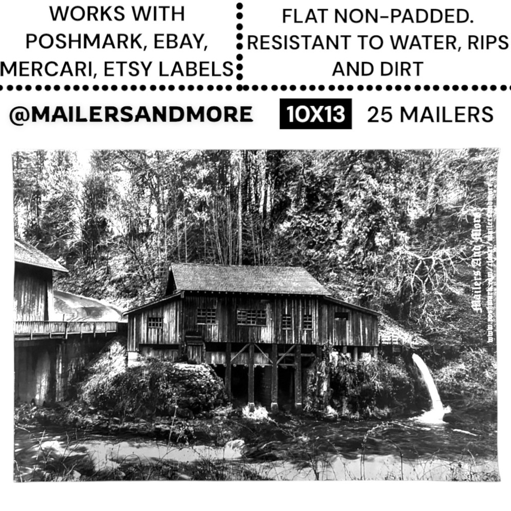 25 10X13 Poly Mailers Vintage Cedar Creek Grist Mill WA PRICE IS FIRM